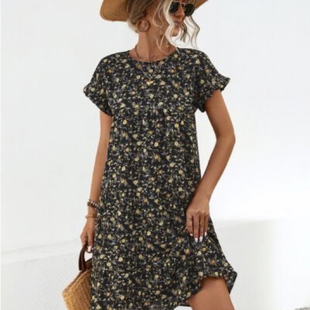 Floral Black Dress